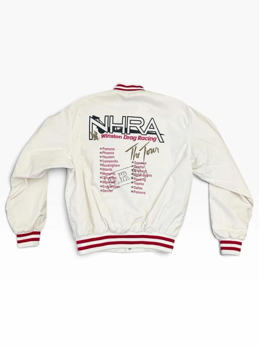 Vintage NHRA White and Red Varsity Jacket